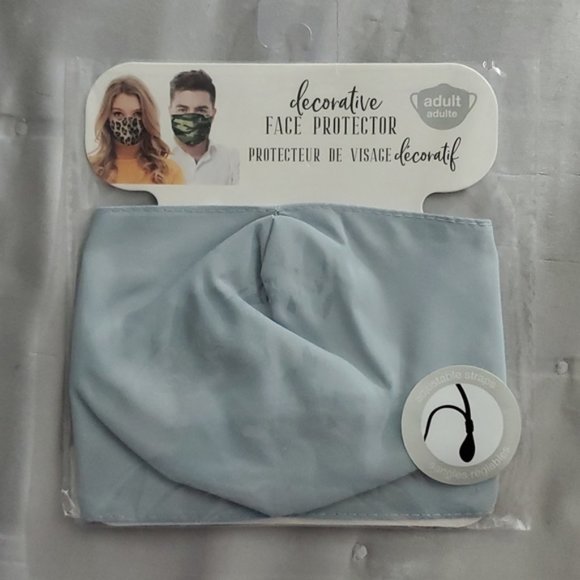 Solid Decorative Face Protector- Adult Dusty Blue wirh adjustable straps - Picture 1 of 6